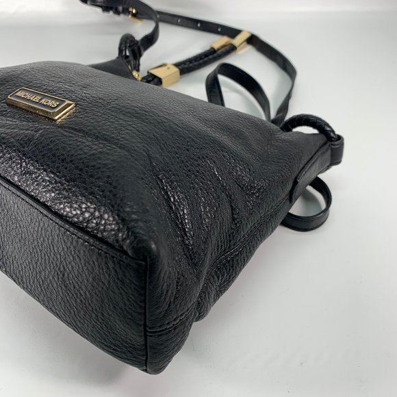 Michael Kors Black Pebbled Leather Small Braided Zipper Crossbody Bag - Picture 8 of 12